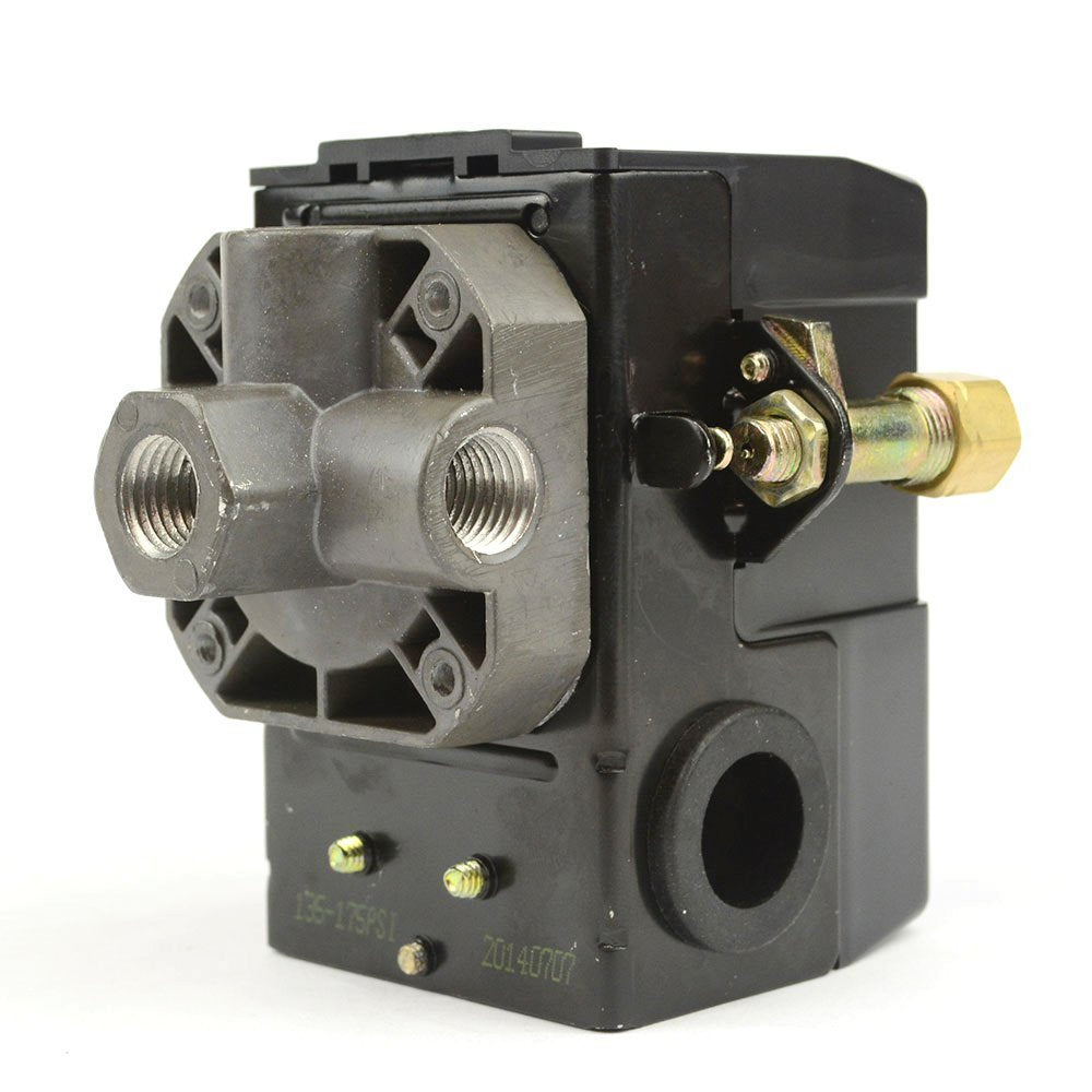 This 034-0092 Sanborn Pressure Switch can be used on many air compressor brands. The 034-0092 Sanborn Pressure Switch factory pressure settings are 140-175 psi with an adjustable differential.